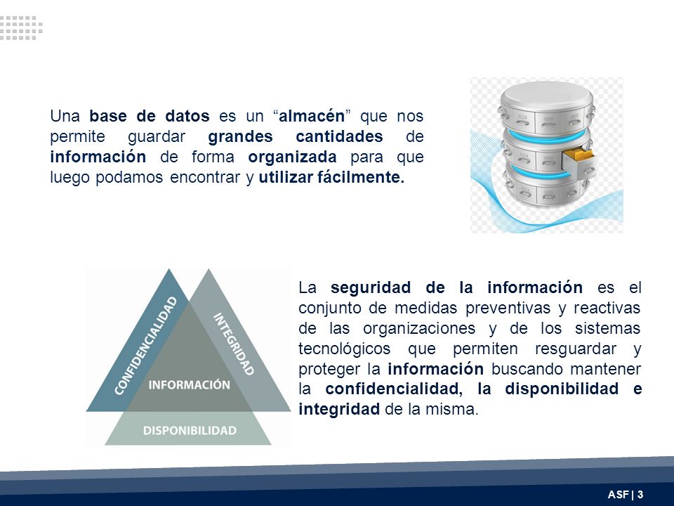 Una base de datos es un almacén que nos permite guardar grandes cantidades de información de forma organizada para que luego podamos encontrar y utilizar fácilmente.