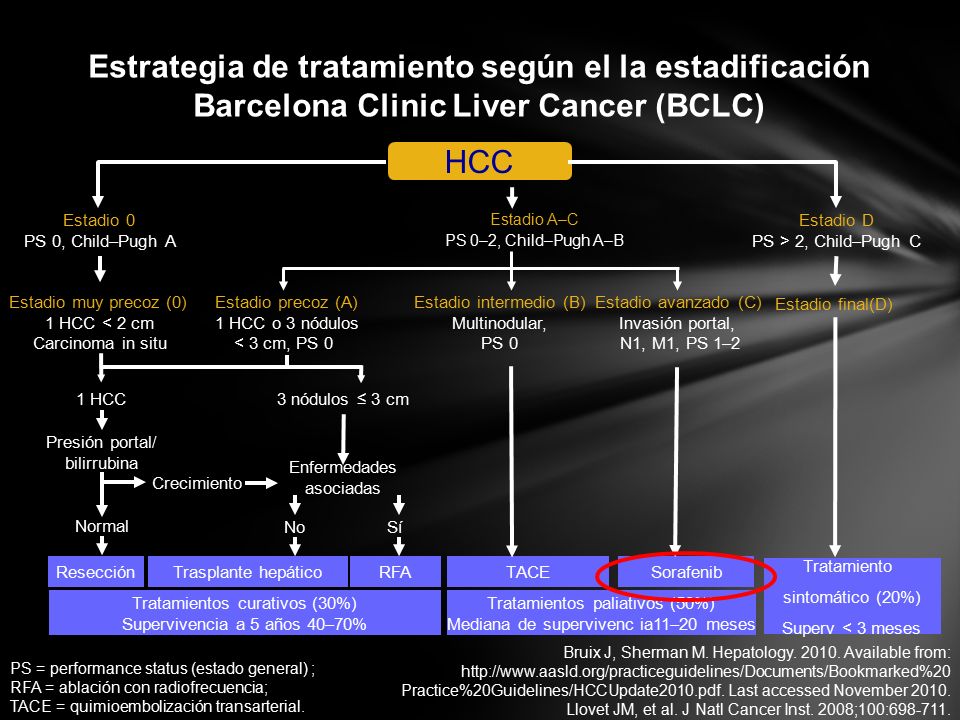 Estrategia de tratamiento según el la estadificación Barcelona Clinic Liver Cancer (BCLC)