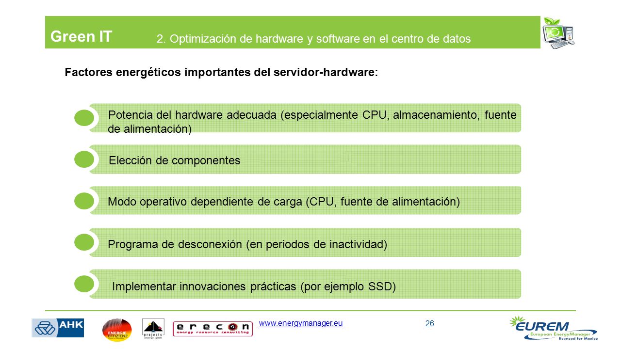 Green IT 2. Optimización de hardware y software en el centro de datos
