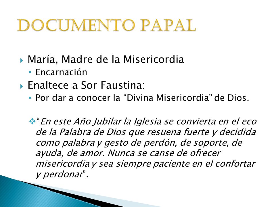 DOCUMENTo PAPAL María, Madre de la Misericordia