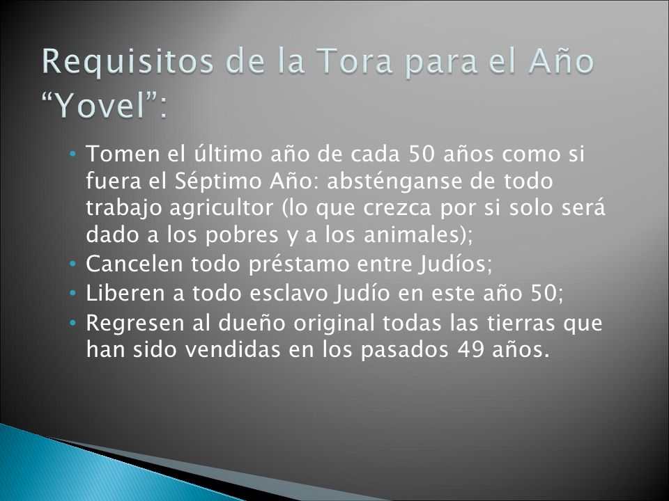 Requisitos de la Tora para el Año Yovel :