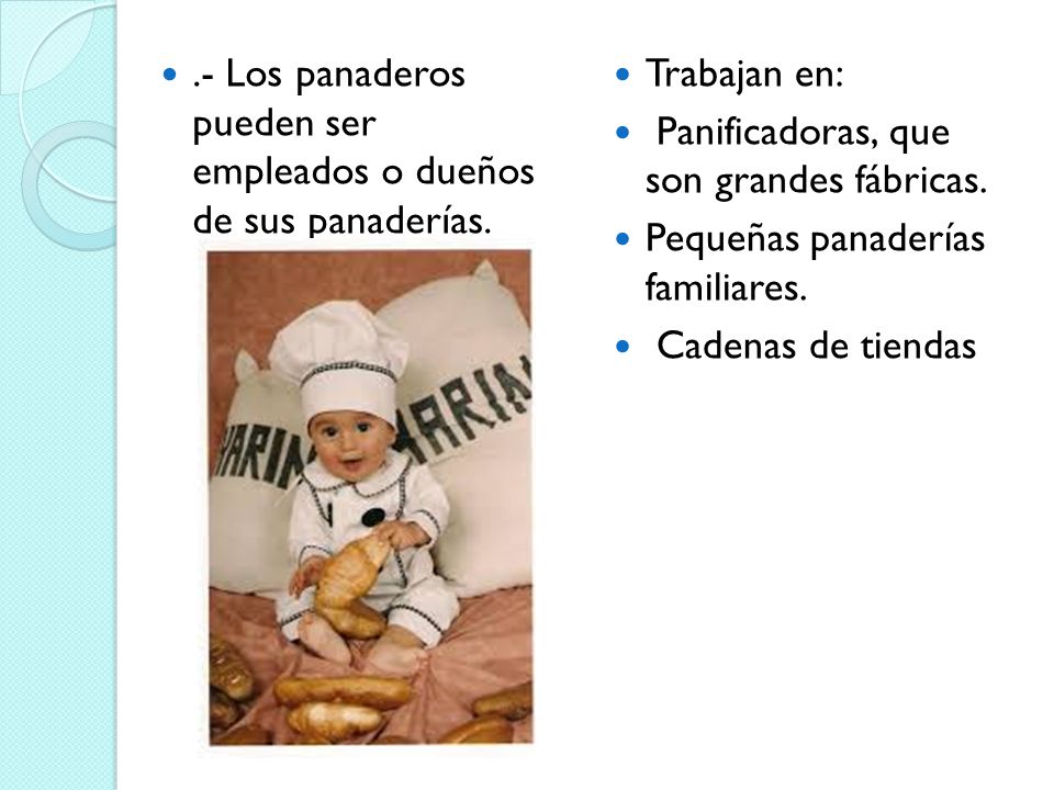 .- Los panaderos pueden ser empleados o dueños de sus panaderías.