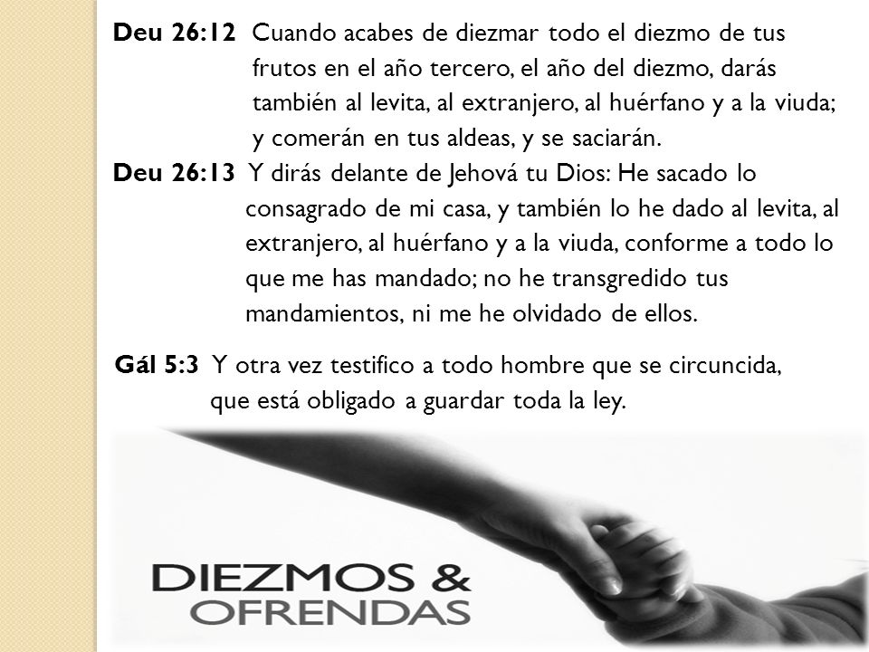 Deu 26:12 Cuando acabes de diezmar todo el diezmo de tus