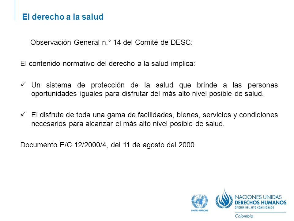 El derecho a la salud Observación General n.° 14 del Comité de DESC: