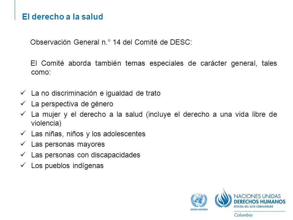El derecho a la salud Observación General n.° 14 del Comité de DESC: