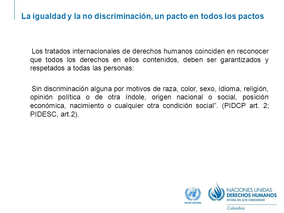 La igualdad y la no discriminación, un pacto en todos los pactos