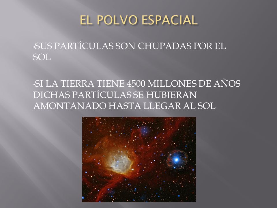 EL POLVO ESPACIAL SUS PARTÍCULAS SON CHUPADAS POR EL SOL