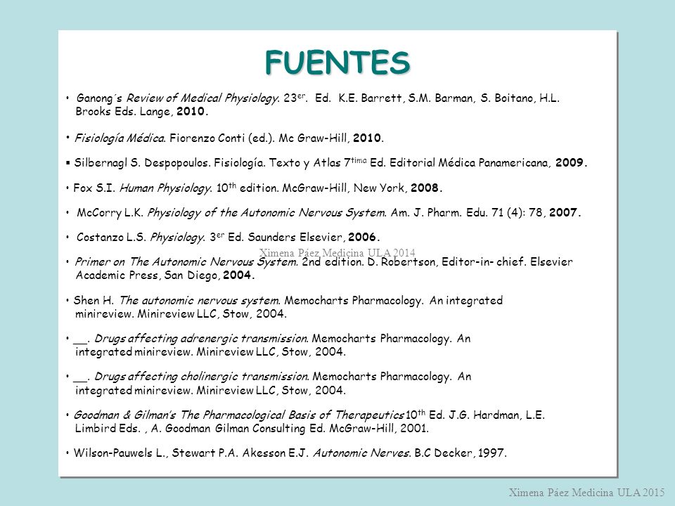 FUENTES Fisiología Médica. Fiorenzo Conti (ed.). Mc Graw-Hill, 2010.