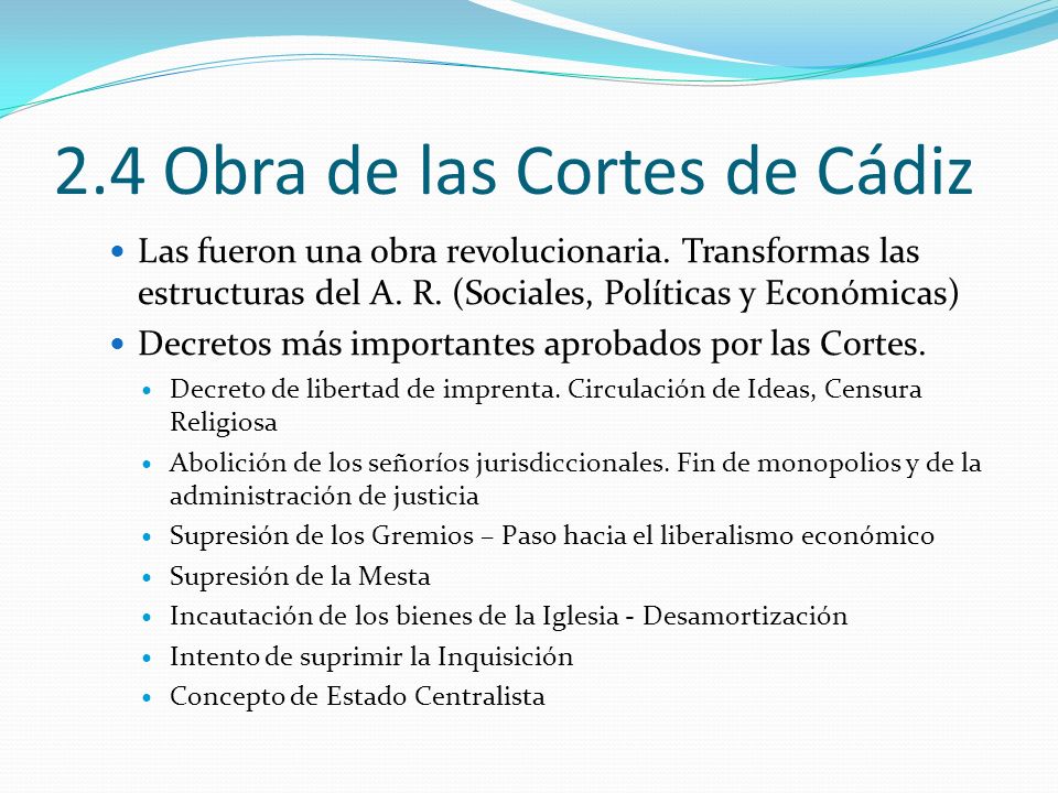 2.4 Obra de las Cortes de Cádiz