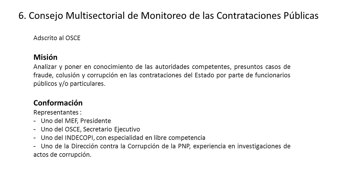 6. Consejo Multisectorial de Monitoreo de las Contrataciones Públicas