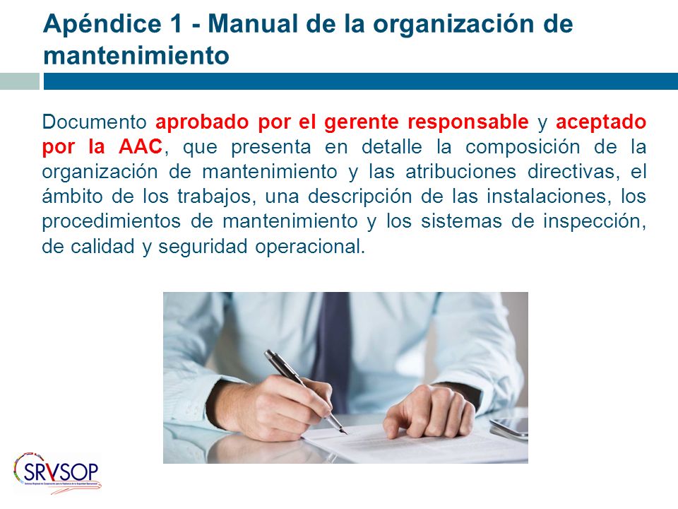 Apéndice 1 - Manual de la organización de mantenimiento