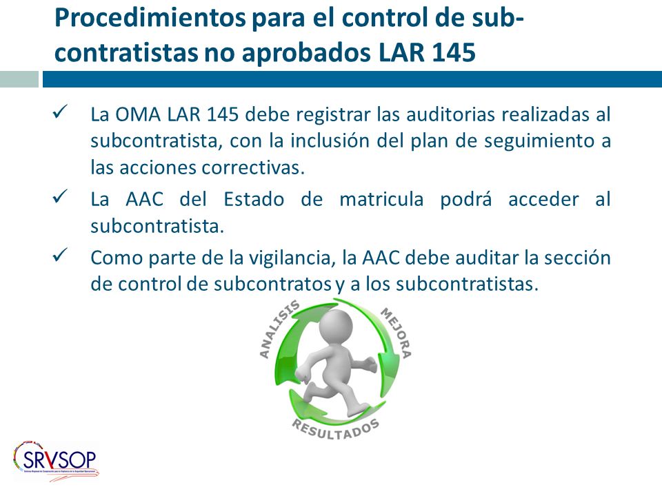 Procedimientos para el control de sub-contratistas no aprobados LAR 145