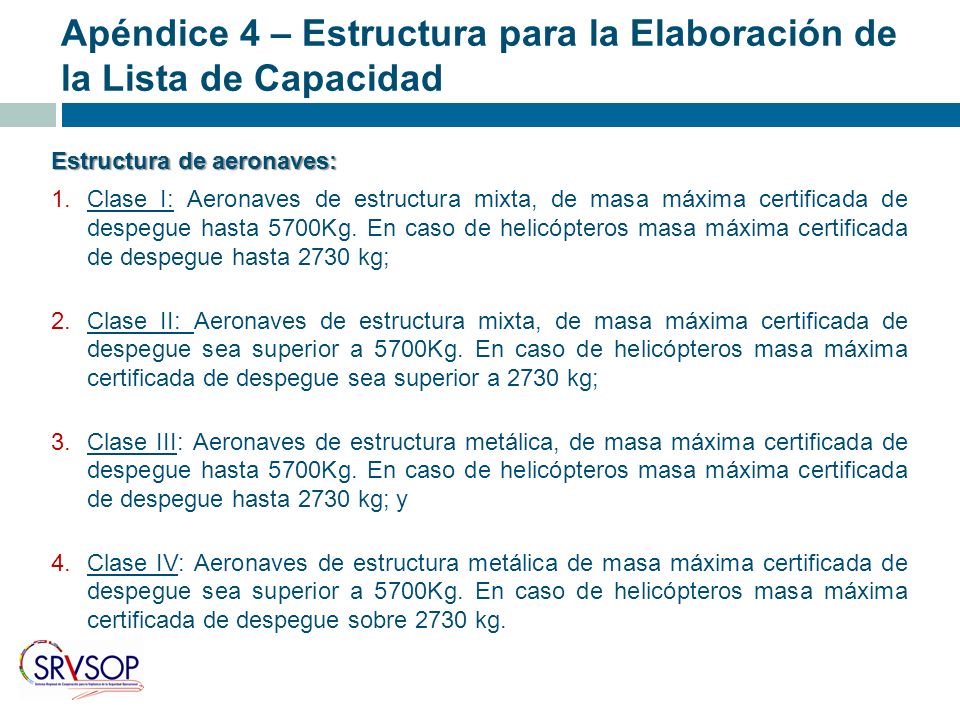 Apéndice 4 – Estructura para la Elaboración de la Lista de Capacidad