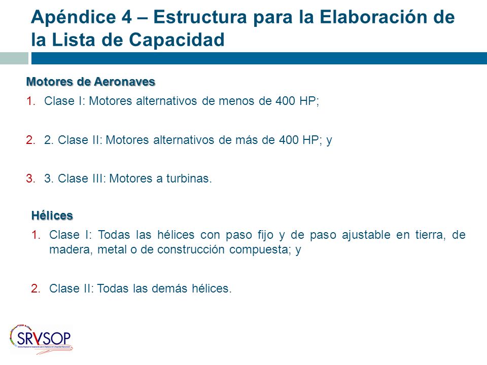 Apéndice 4 – Estructura para la Elaboración de la Lista de Capacidad