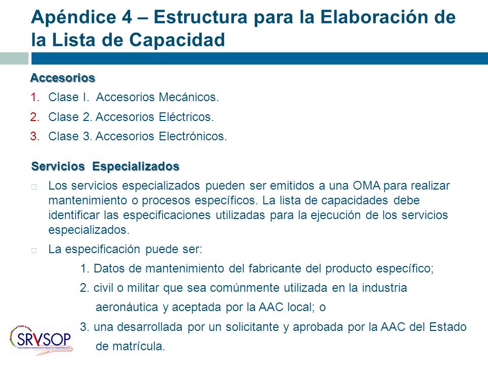 Apéndice 4 – Estructura para la Elaboración de la Lista de Capacidad