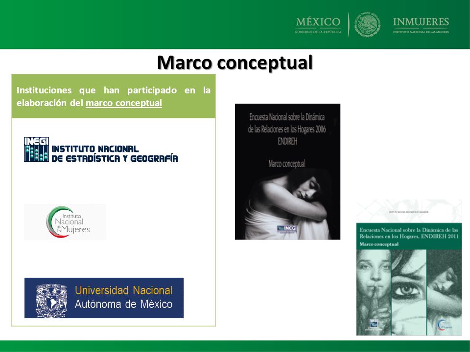 Marco conceptual Instituciones que han participado en la elaboración del marco conceptual
