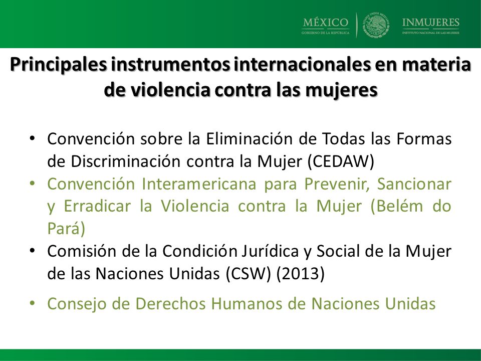 Principales instrumentos internacionales en materia de violencia contra las mujeres