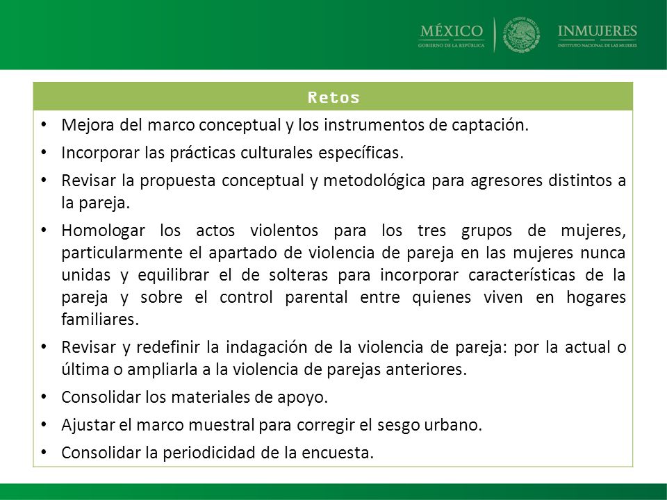 Mejora del marco conceptual y los instrumentos de captación.