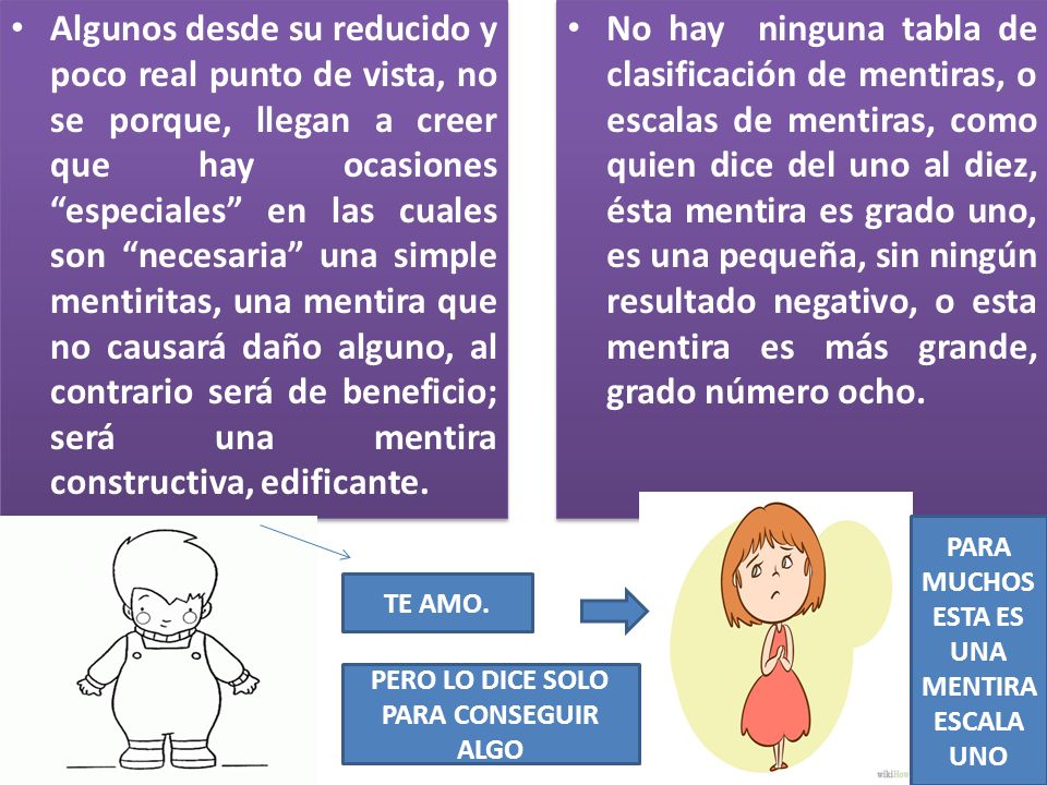 Algunos desde su reducido y poco real punto de vista, no se porque, llegan a creer que hay ocasiones especiales en las cuales son necesaria una simple mentiritas, una mentira que no causará daño alguno, al contrario será de beneficio; será una mentira constructiva, edificante.