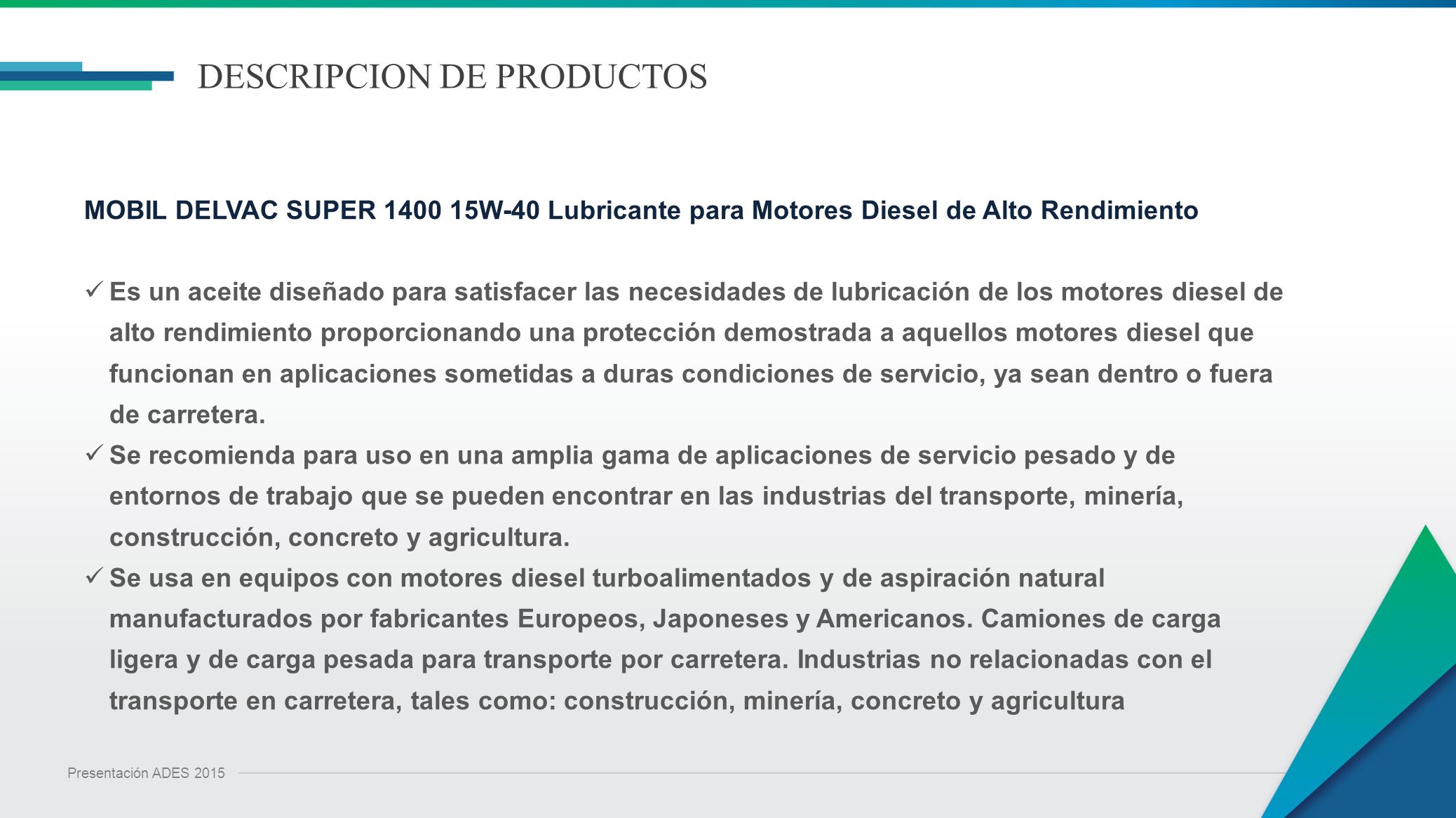 DESCRIPCION DE PRODUCTOS