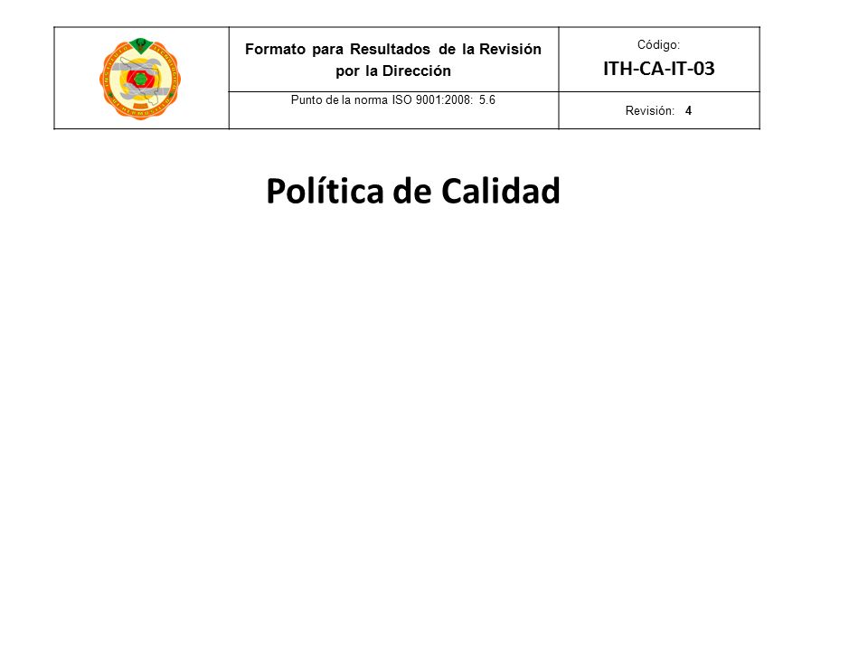 Formato para Resultados de la Revisión por la Dirección