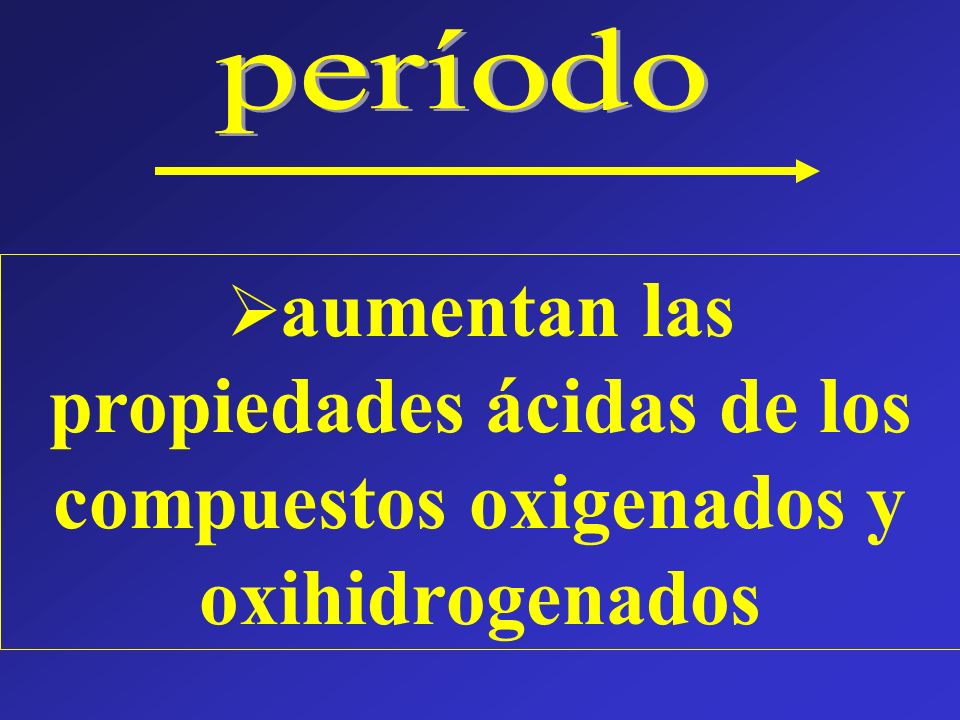 período aumentan las propiedades ácidas de los compuestos oxigenados y oxihidrogenados