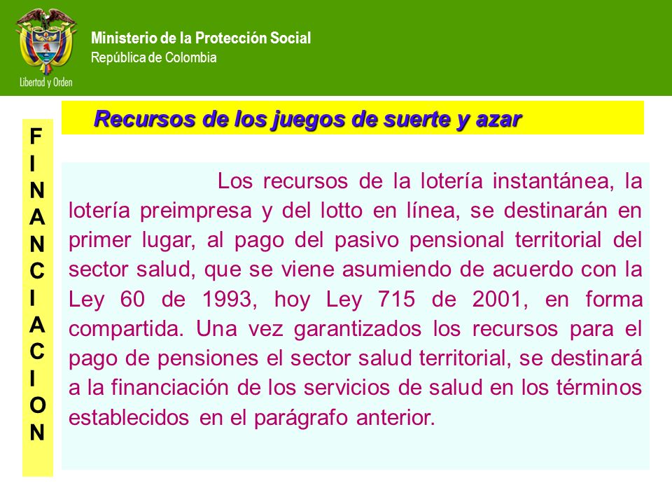 Recursos de los juegos de suerte y azar F I N A C