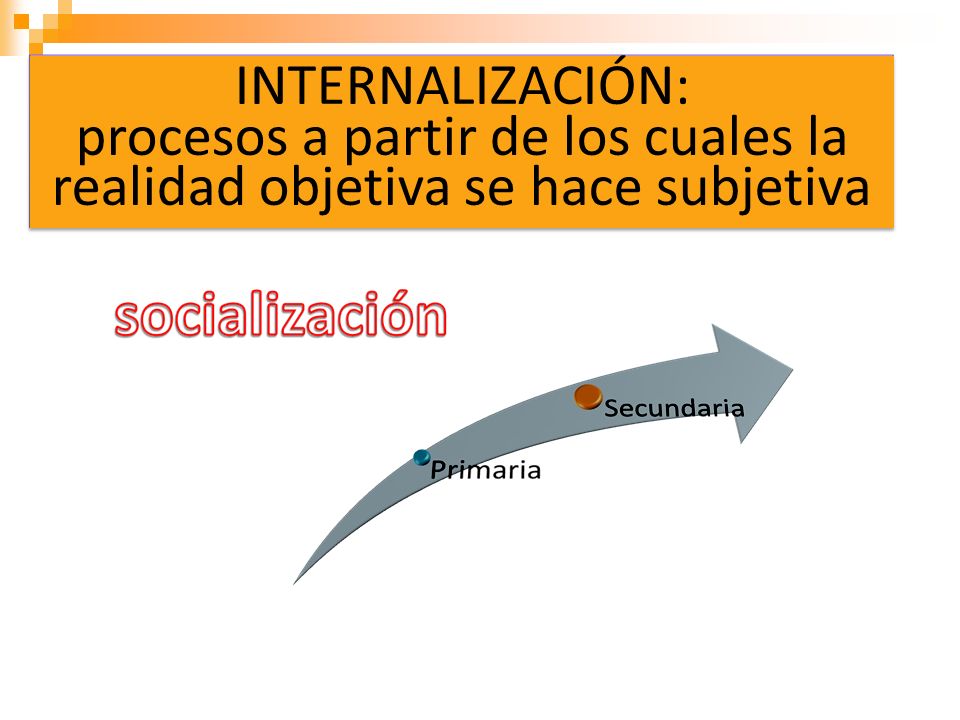 INTERNALIZACIÓN: procesos a partir de los cuales la realidad objetiva se hace subjetiva