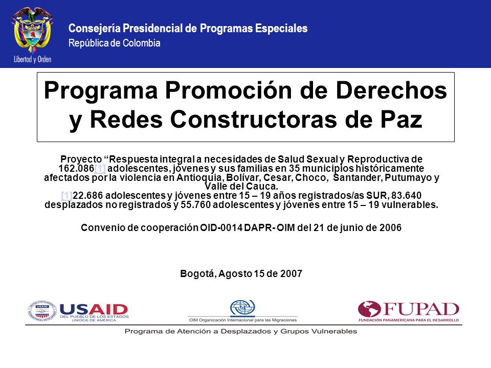 Programa Promoción de Derechos y Redes Constructoras de Paz