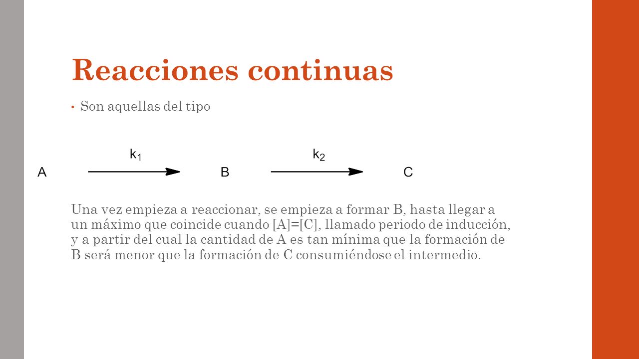 Reacciones continuas Son aquellas del tipo