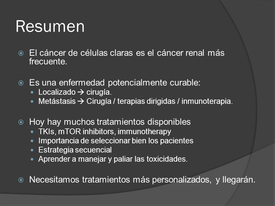 Resumen El cáncer de células claras es el cáncer renal más frecuente.
