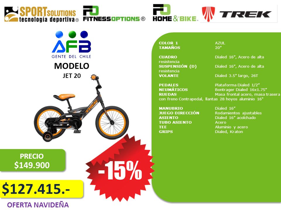 $ MODELO $ PRECIO OFERTA NAVIDEÑA JET 20 COLOR 1 AZUL