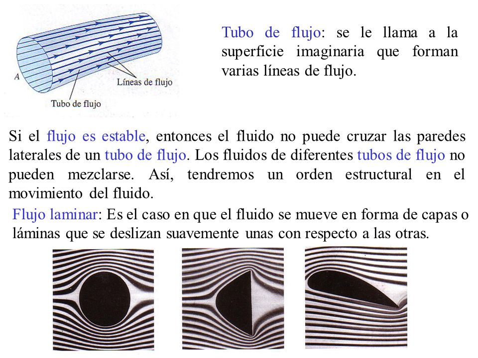 Tubo de flujo: se le llama a la superficie imaginaria que forman varias líneas de flujo.