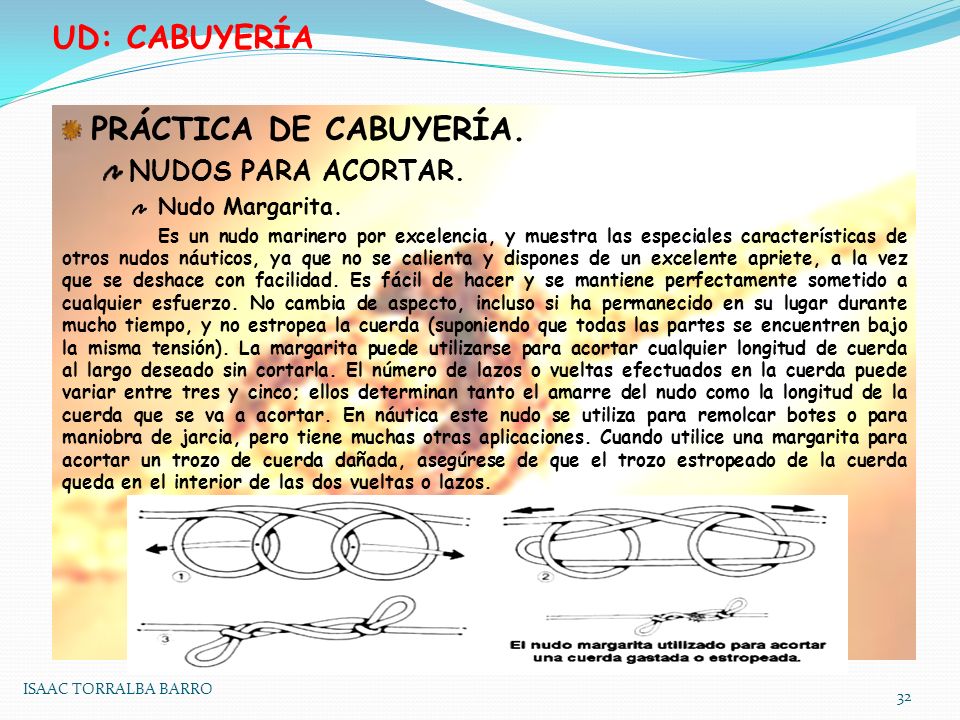 UD: CABUYERÍA PRÁCTICA DE CABUYERÍA. NUDOS PARA ACORTAR.