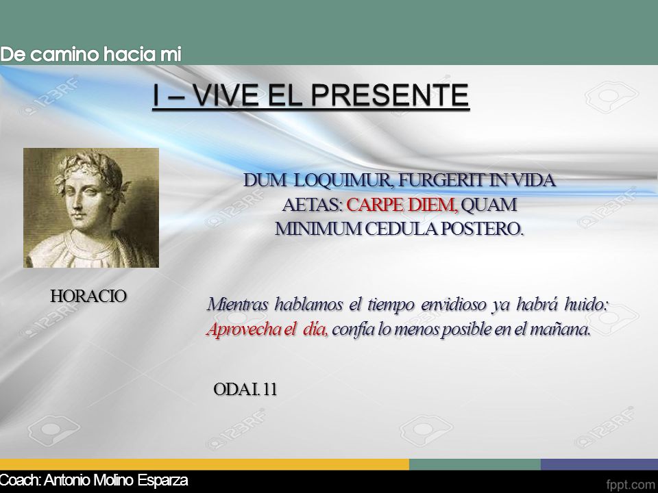 I – VIVE EL PRESENTE DUM LOQUIMUR, FURGERIT IN VIDA