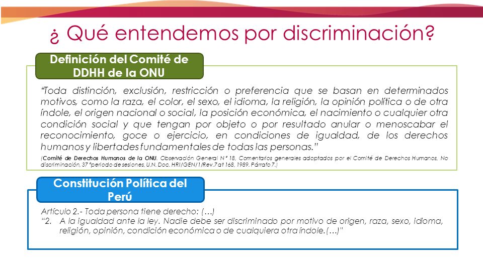 Definición del Comité de DDHH de la ONU Constitución Política del Perú