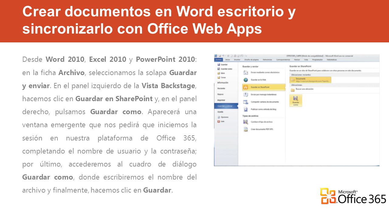 Crear documentos en Word escritorio y sincronizarlo con Office Web Apps