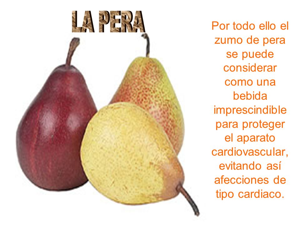 Por todo ello el zumo de pera se puede considerar como una bebida imprescindible para proteger el aparato cardiovascular, evitando así afecciones de tipo cardiaco.