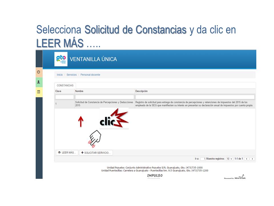 Selecciona Solicitud de Constancias y da clic en LEER MÁS …..