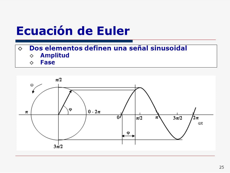 Ecuación de Euler Dos elementos definen una señal sinusoidal Amplitud
