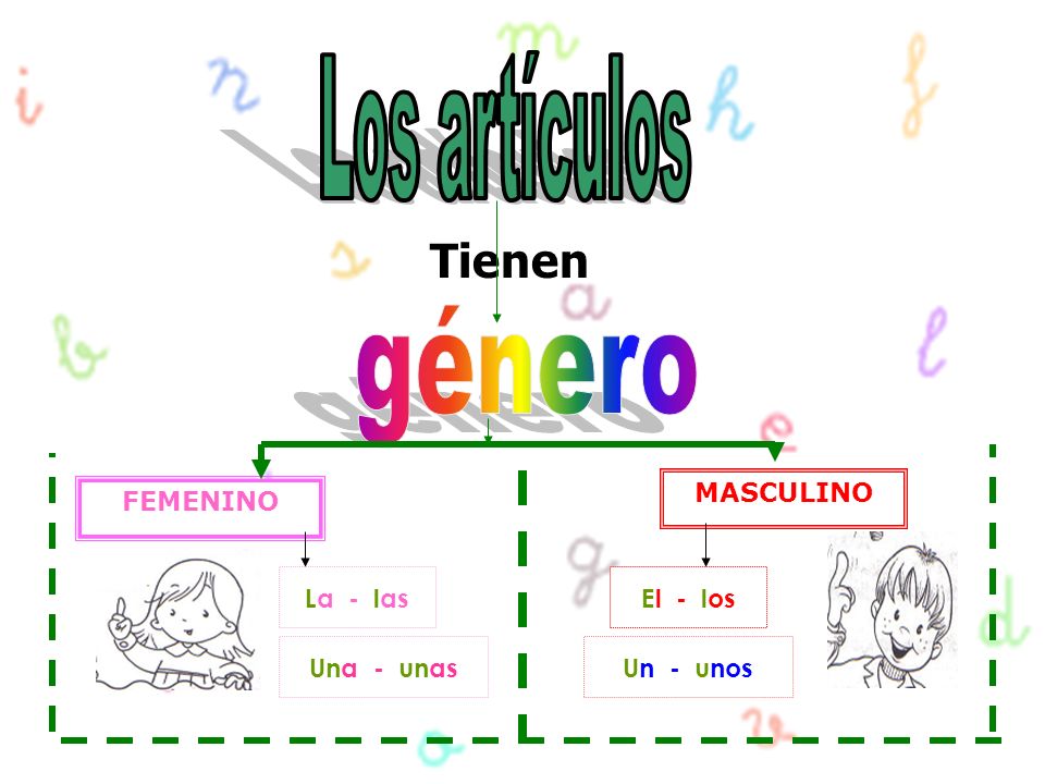 Los artículos género Tienen MASCULINO FEMENINO La - las El - los