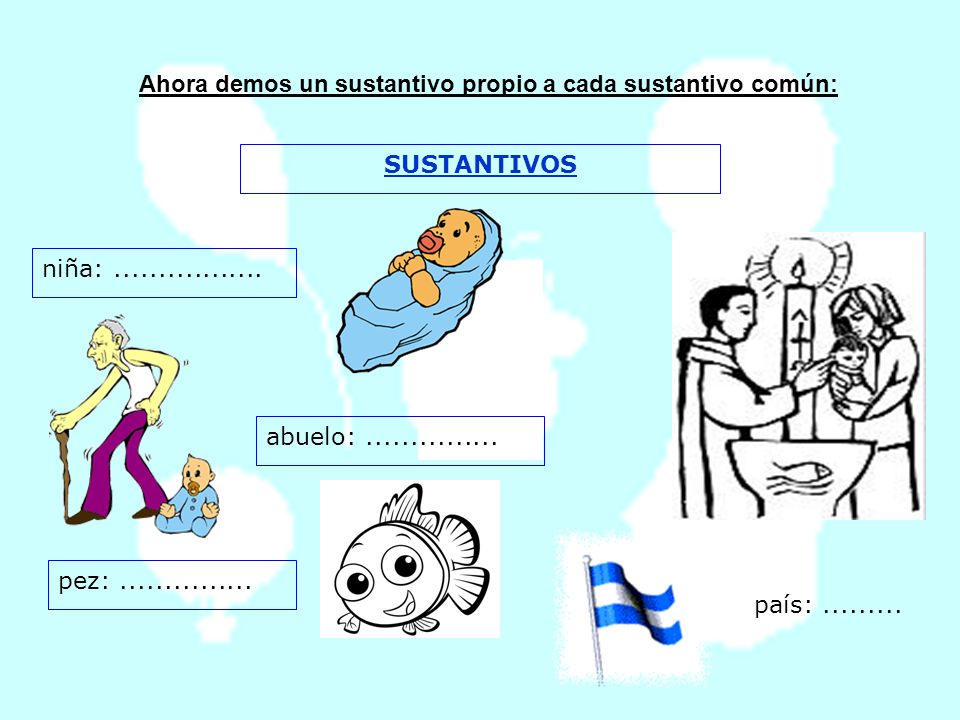 Ahora demos un sustantivo propio a cada sustantivo común: