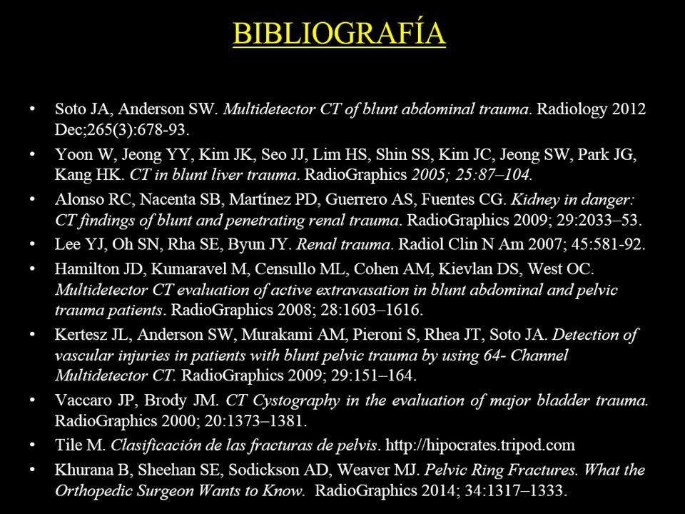 RESUMEN DE HALLAZGOS - Laceraciones de los segmentos IV, V y VI hepáticos, con afectación del hilio hepático.