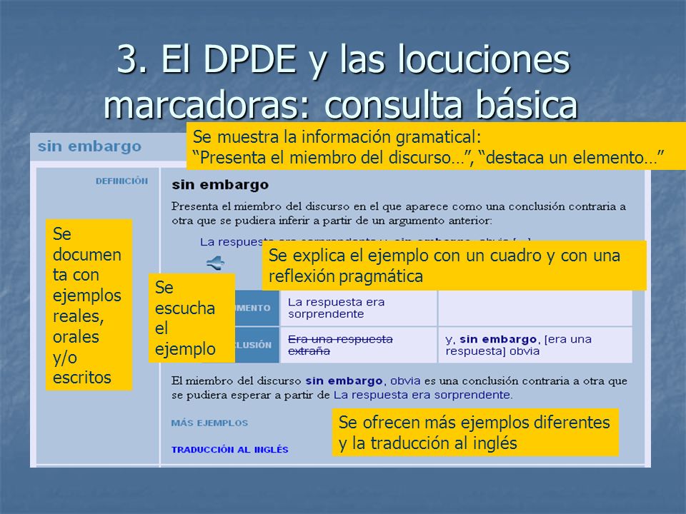 3. El DPDE y las locuciones marcadoras: consulta básica
