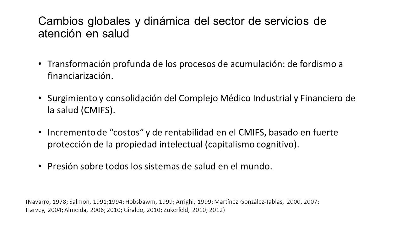 Cambios globales y dinámica del sector de servicios de atención en salud
