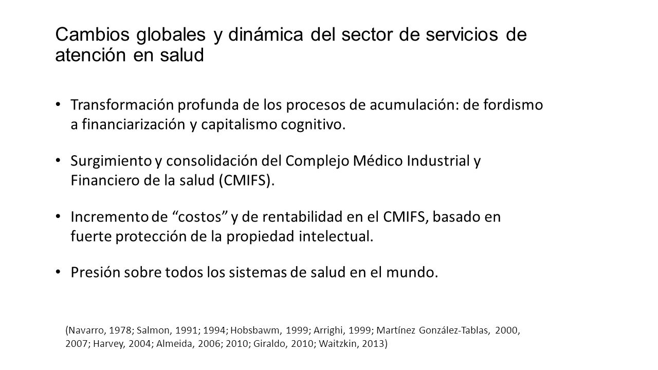 Cambios globales y dinámica del sector de servicios de atención en salud