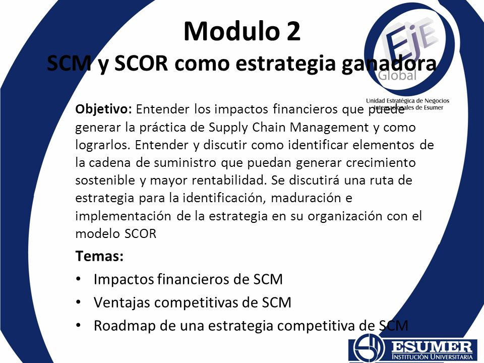 Modulo 2 SCM y SCOR como estrategia ganadora