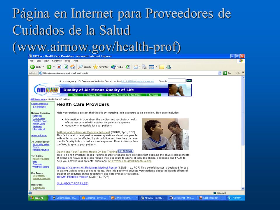 Página en Internet para Proveedores de Cuidados de la Salud (www