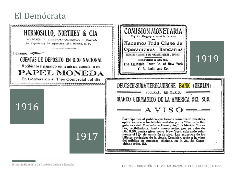 El Demócrata LA TRANSFORMACIÓN DEL SISTEMA BANCARIO DEL PORFIRIATO A 1925.