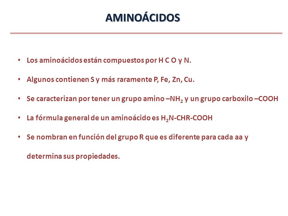 AMINOÁCIDOS Los aminoácidos están compuestos por H C O y N.